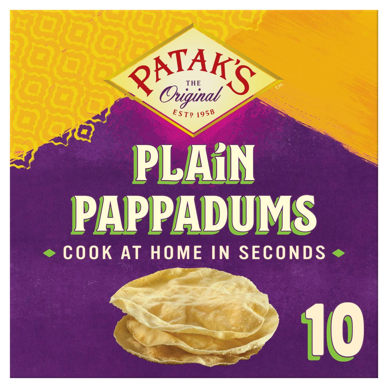Patak's Plain Cook at Home Pappadums x 10 100g