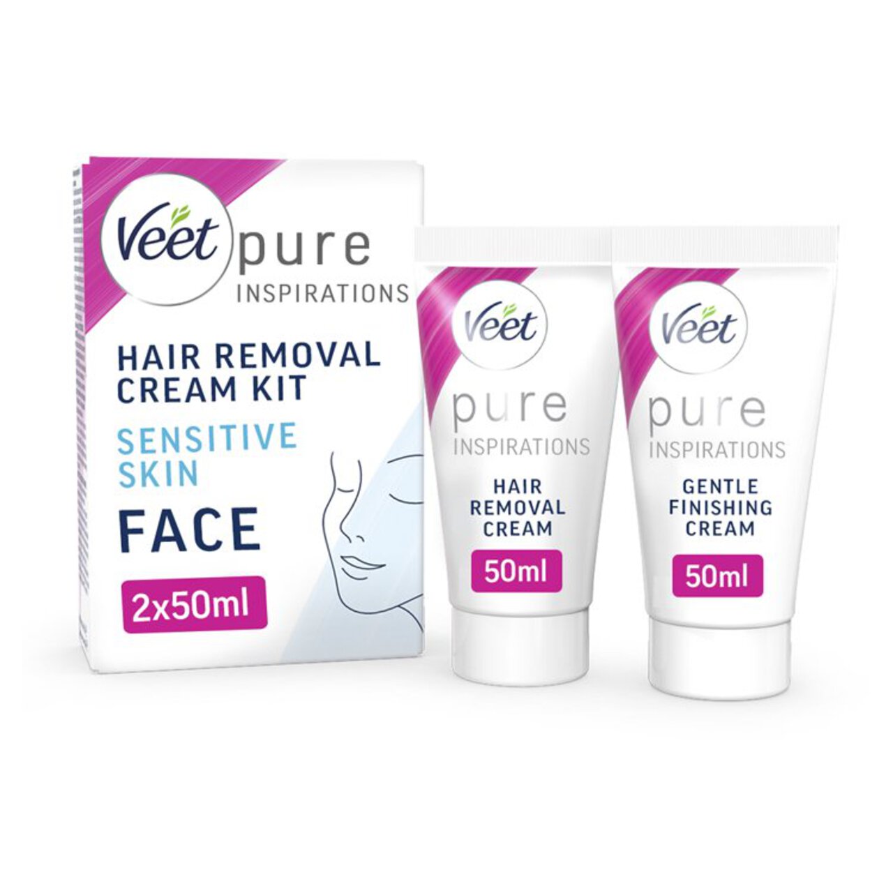 Veet Pure Hair Removal Kit Face Sensitive Skin 2 x 50ml