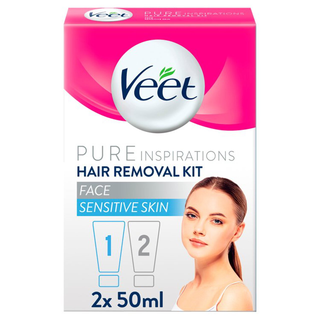 Veet Pure Inspirations Face Hair Removal Kit for Sensitive Skin 2 x 50ml
