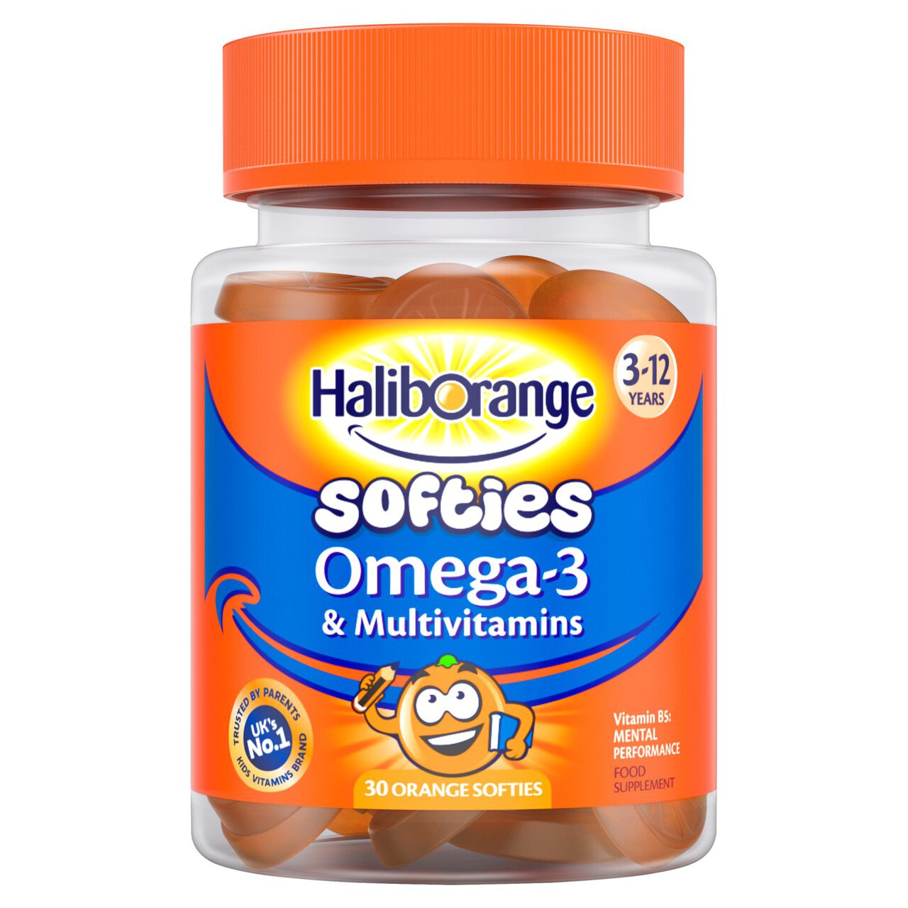 Haliborange Kid's Bursts Omega-3 DHA Orange Chewable Capsules 3-12yrs 30 per pack