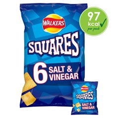Walkers Squares Salt & Vinegar Multipack Snacks 6 per pack