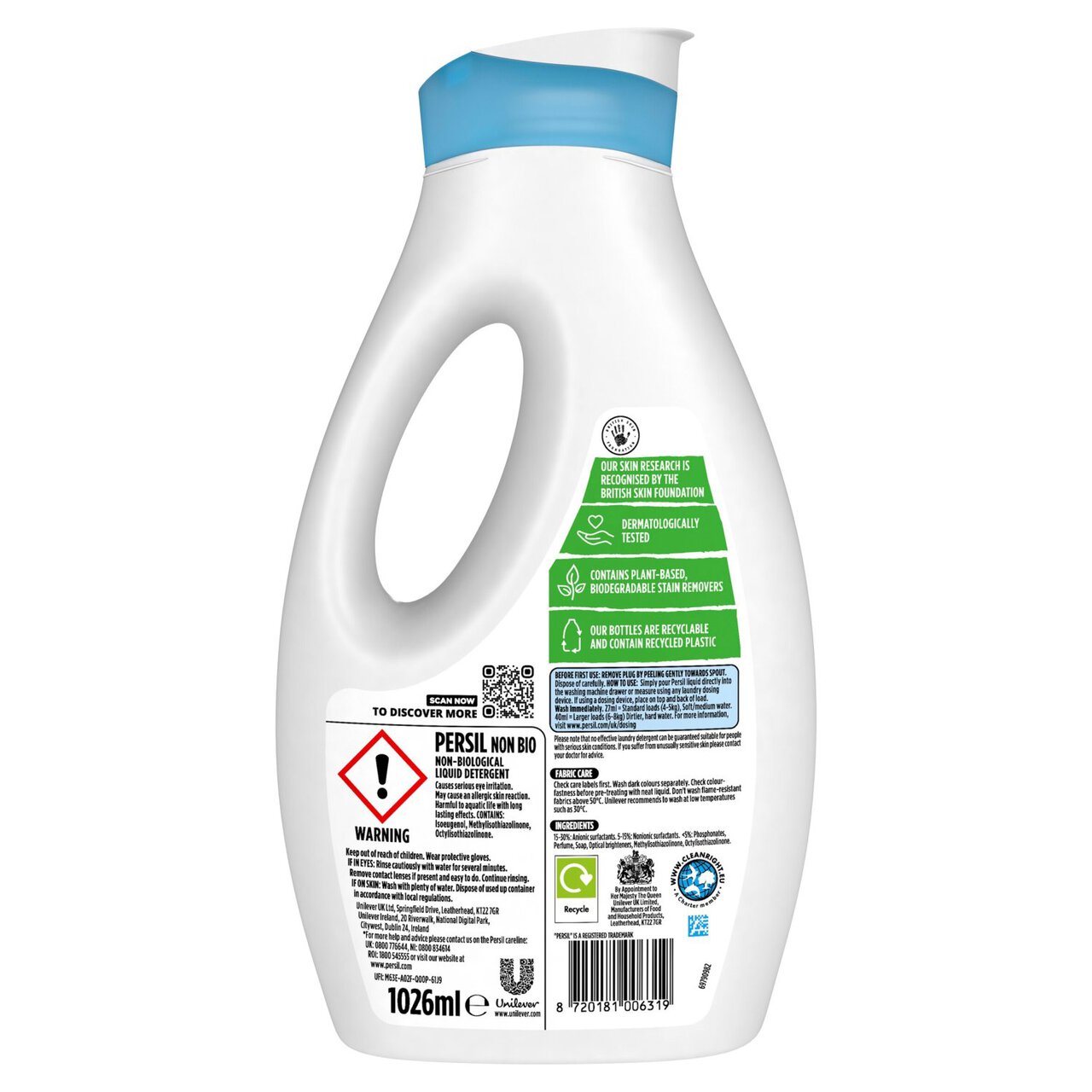Persil Laundry Washing Liquid Detergent Non Bio 38 Wash 1.026l