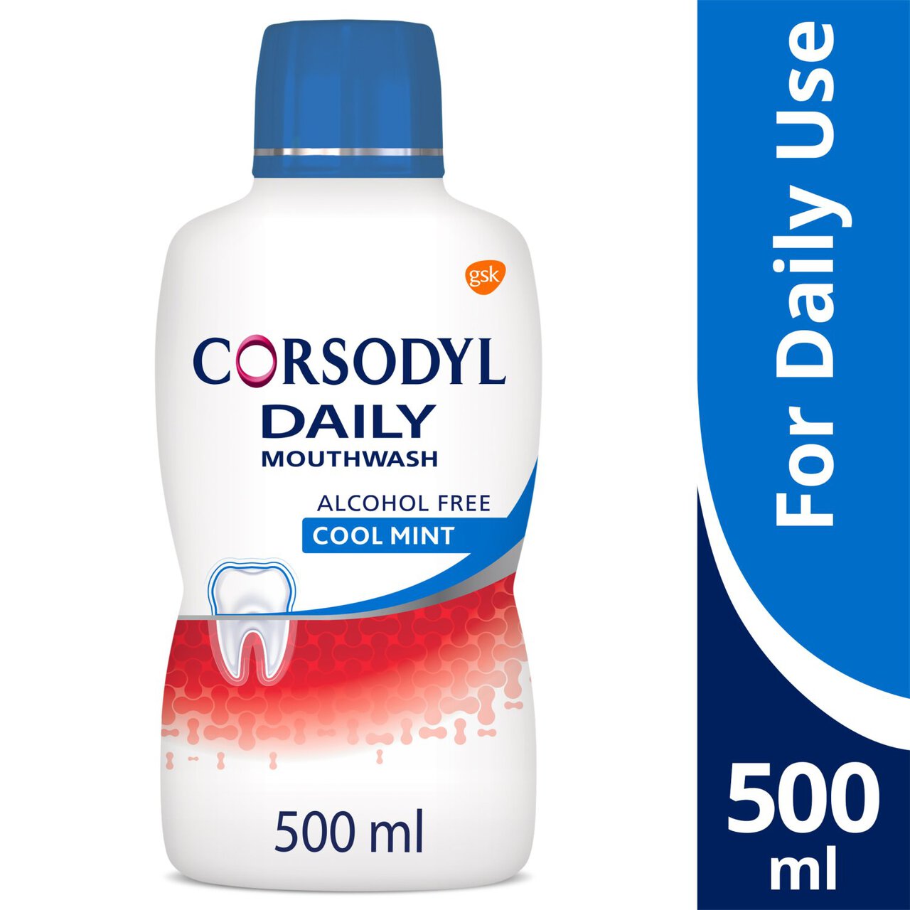 Corsodyl Daily Gum Care Mouthwash Alcohol Free Cool Mint 500ml