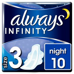 Always Sanitary Towels Infinity Night (Size 3) Wings 10 per pack