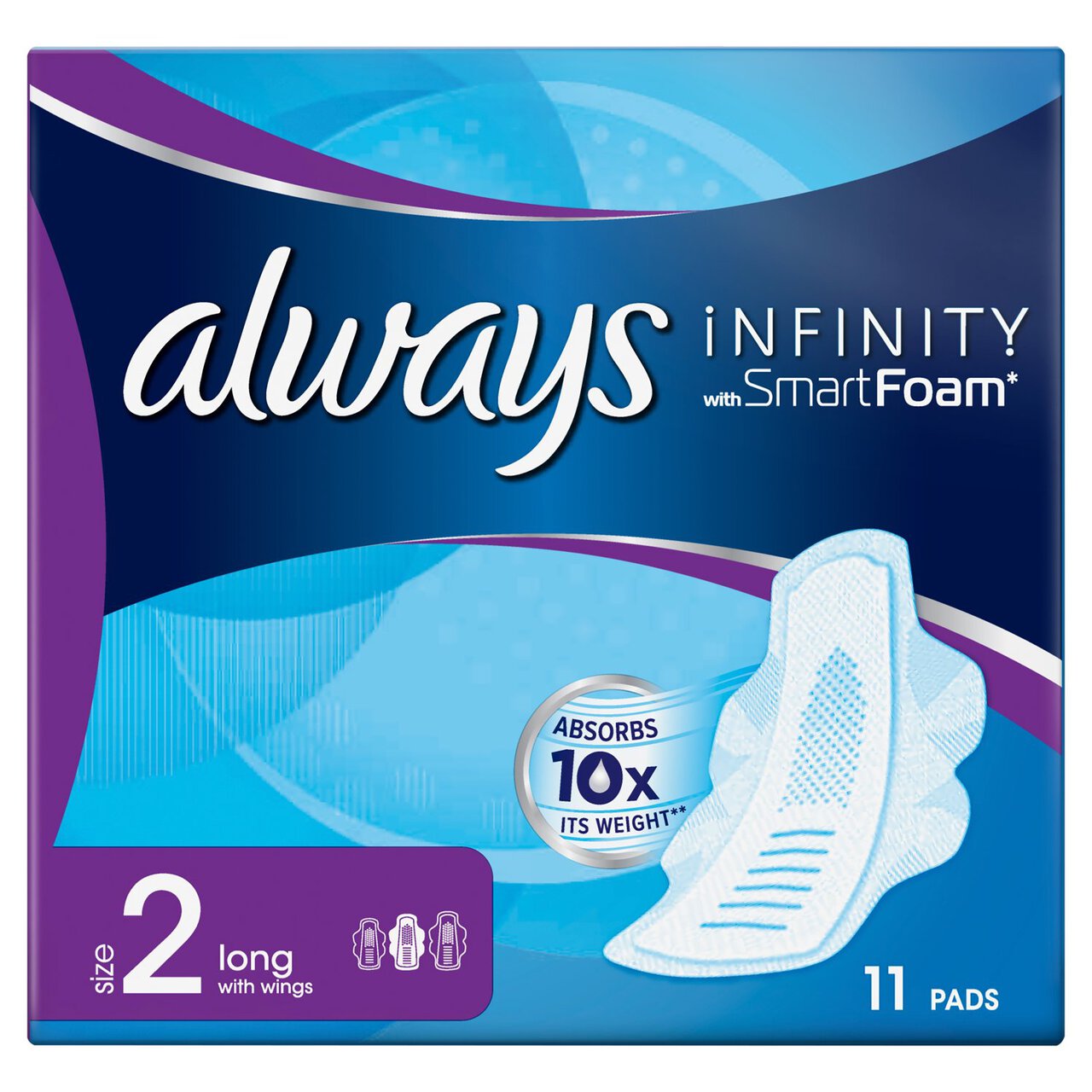 Always Sanitary Towels Infinity Long (Size 2) Wings 11 per pack