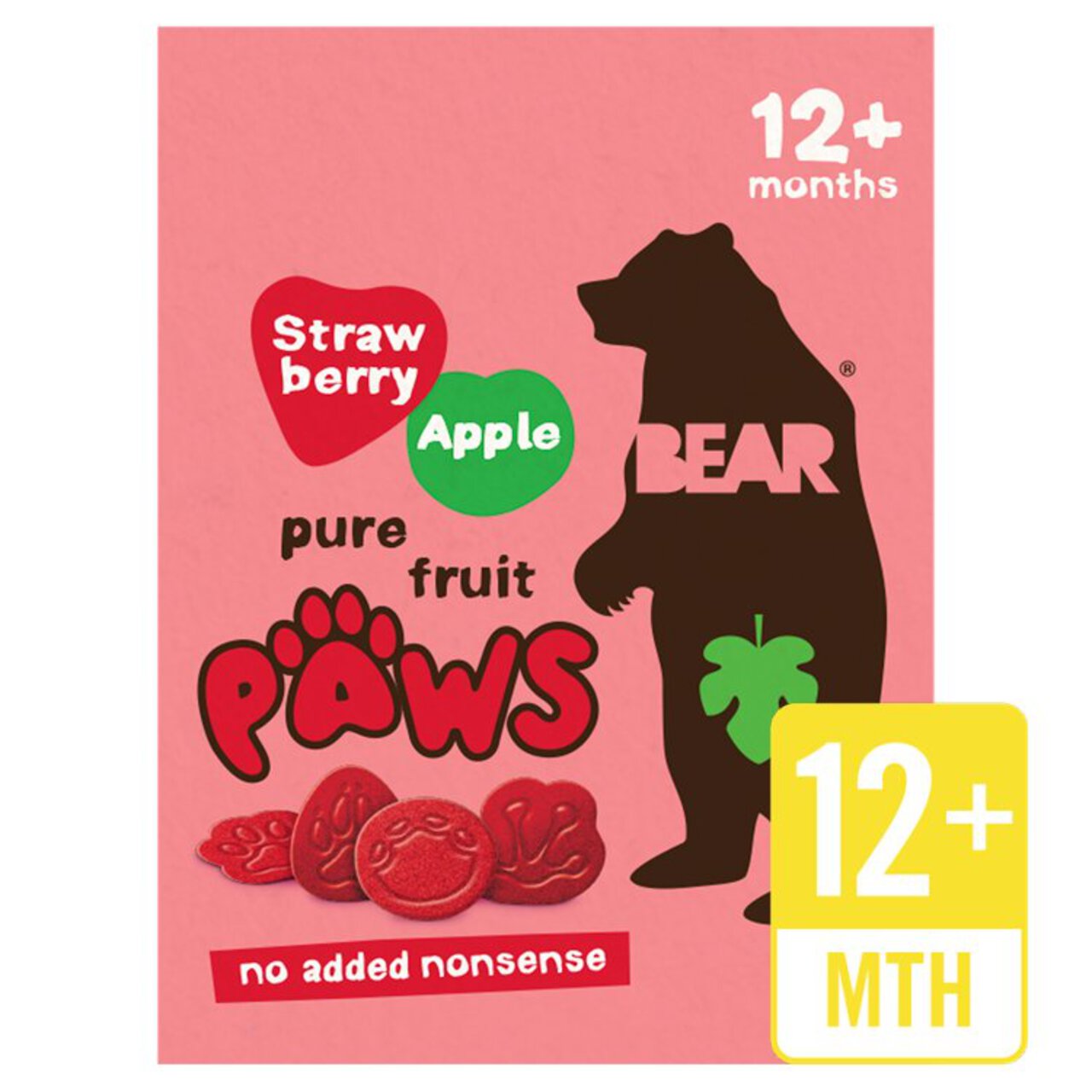 BEAR Paws Strawberry & Apple Fruit & Veg Shapes, 12 mths+ Multipack 5 x 20g
