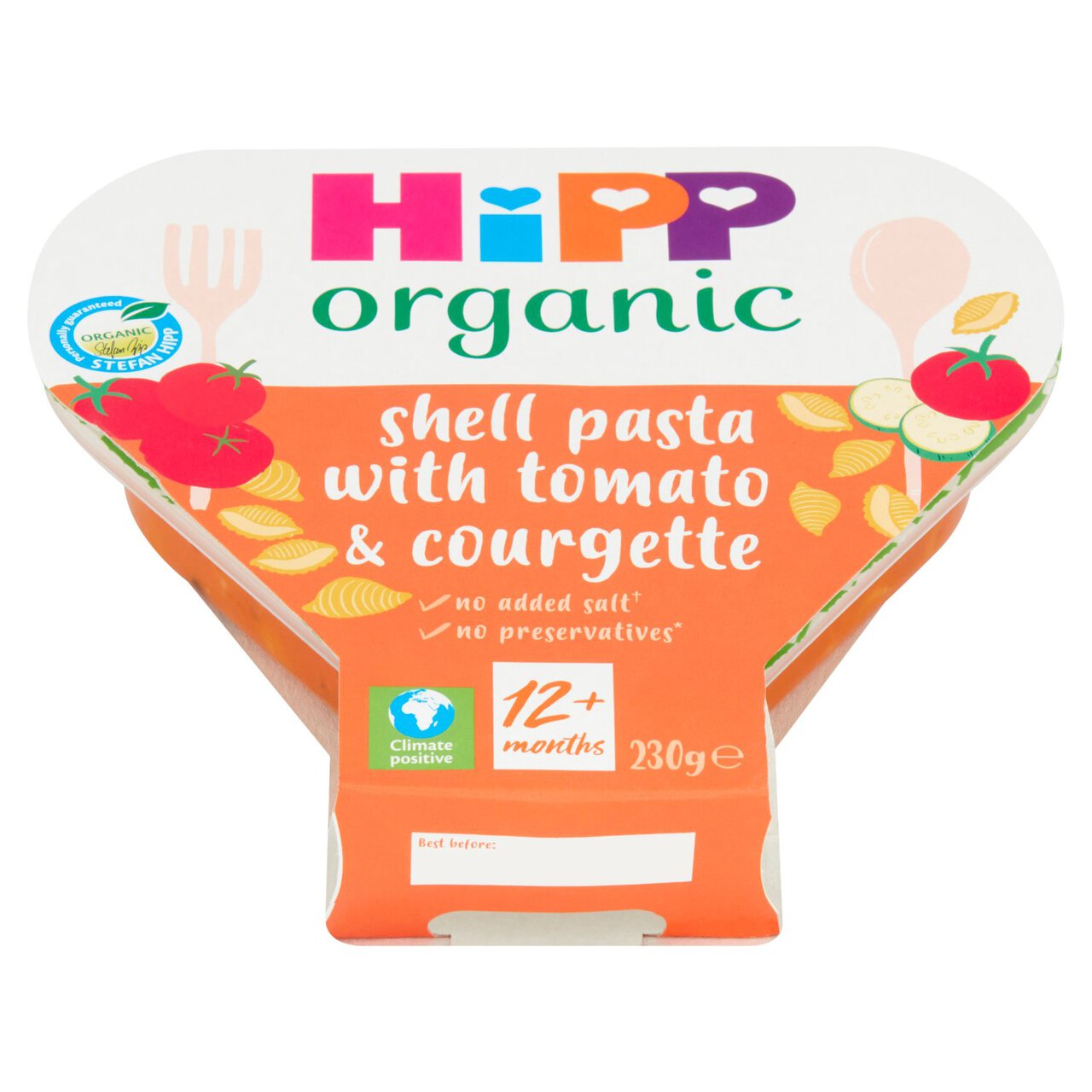 HiPP Organic Tomato & Courgette Shell Pasta Toddler Tray Meal 1-3yrs 230g