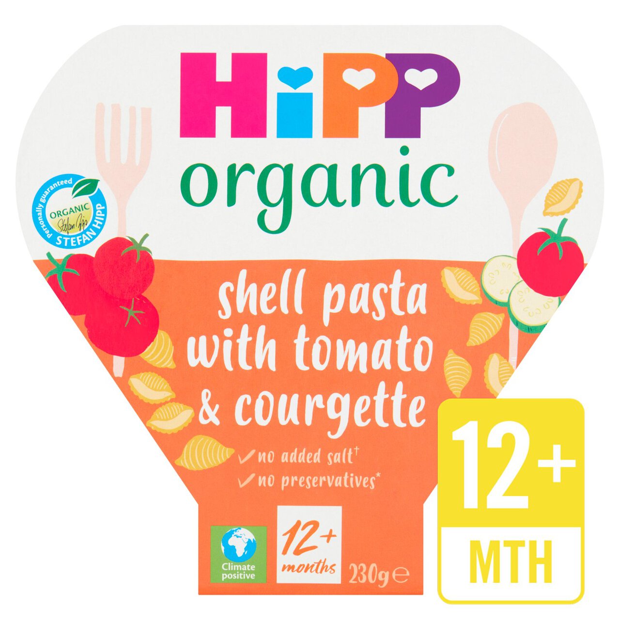 HiPP Organic Tomato & Courgette Shell Pasta Toddler Tray Meal 1-3yrs 230g